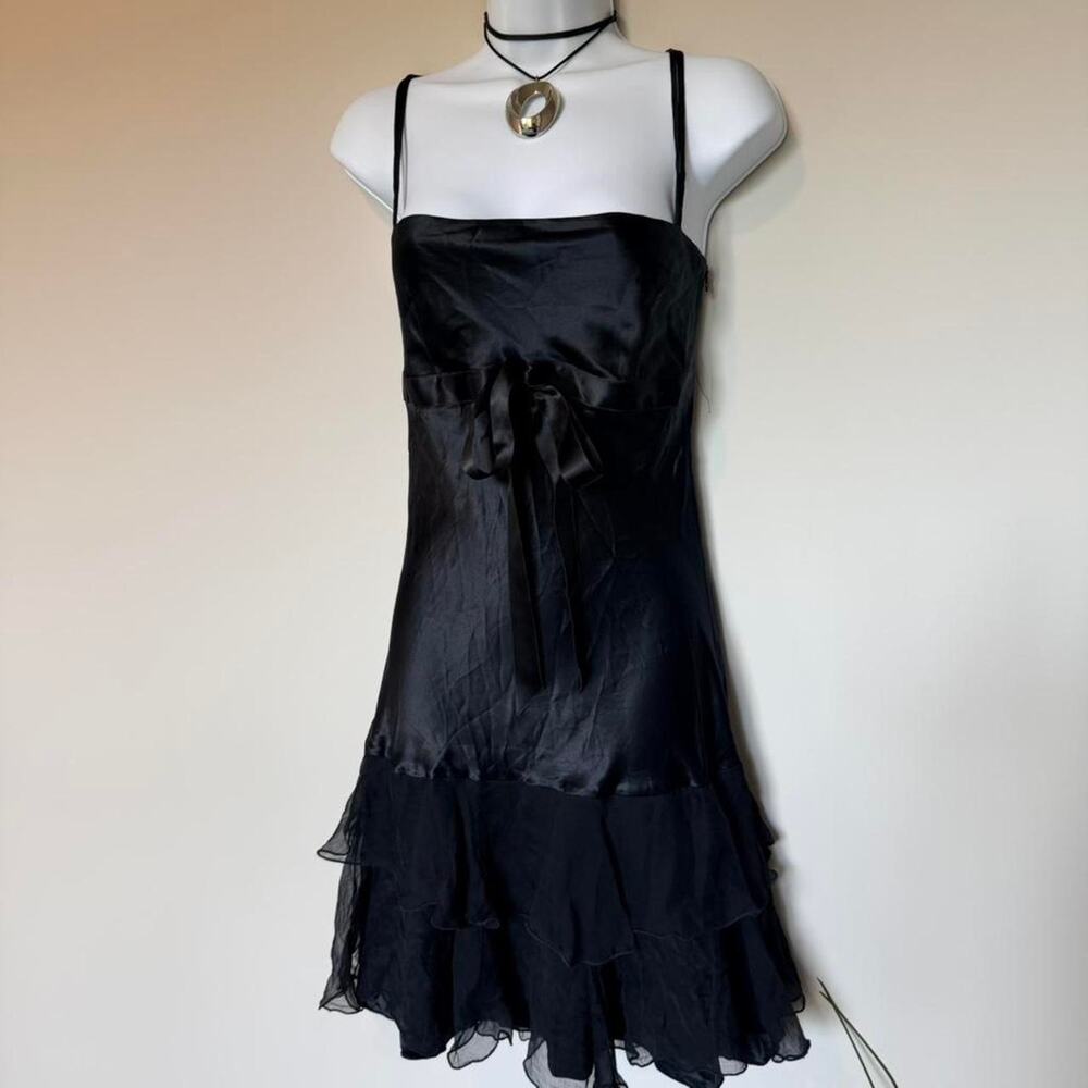 Black satin slip dress
